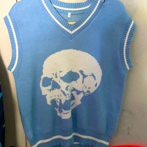 blue skull sweater vest